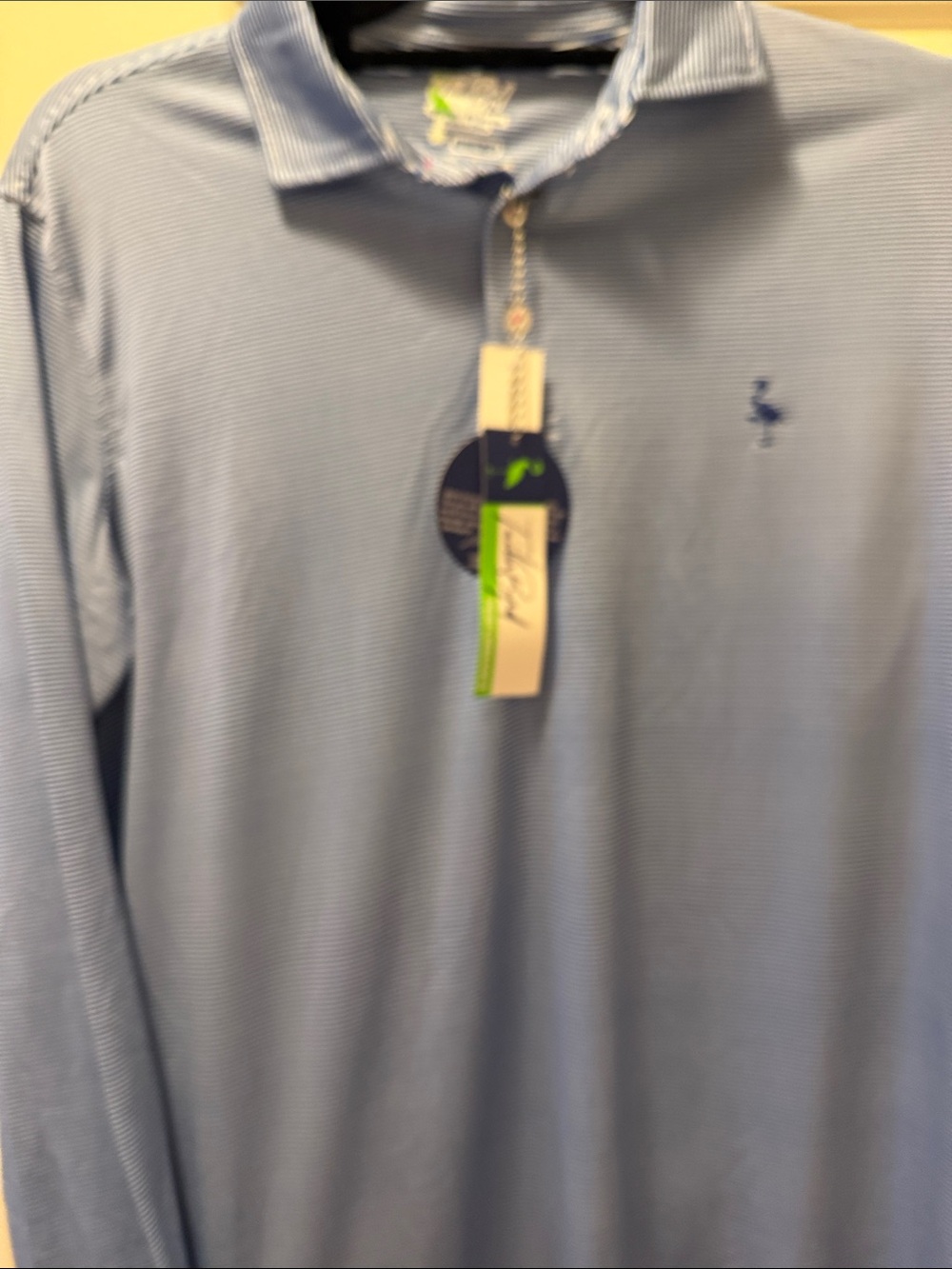 NWT Tailor Byrd Blue & white Long-Sleeve Striped Polo Shirt Boys XL 18-20